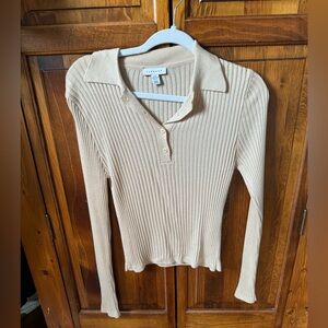 Topshop collared tan shirt
